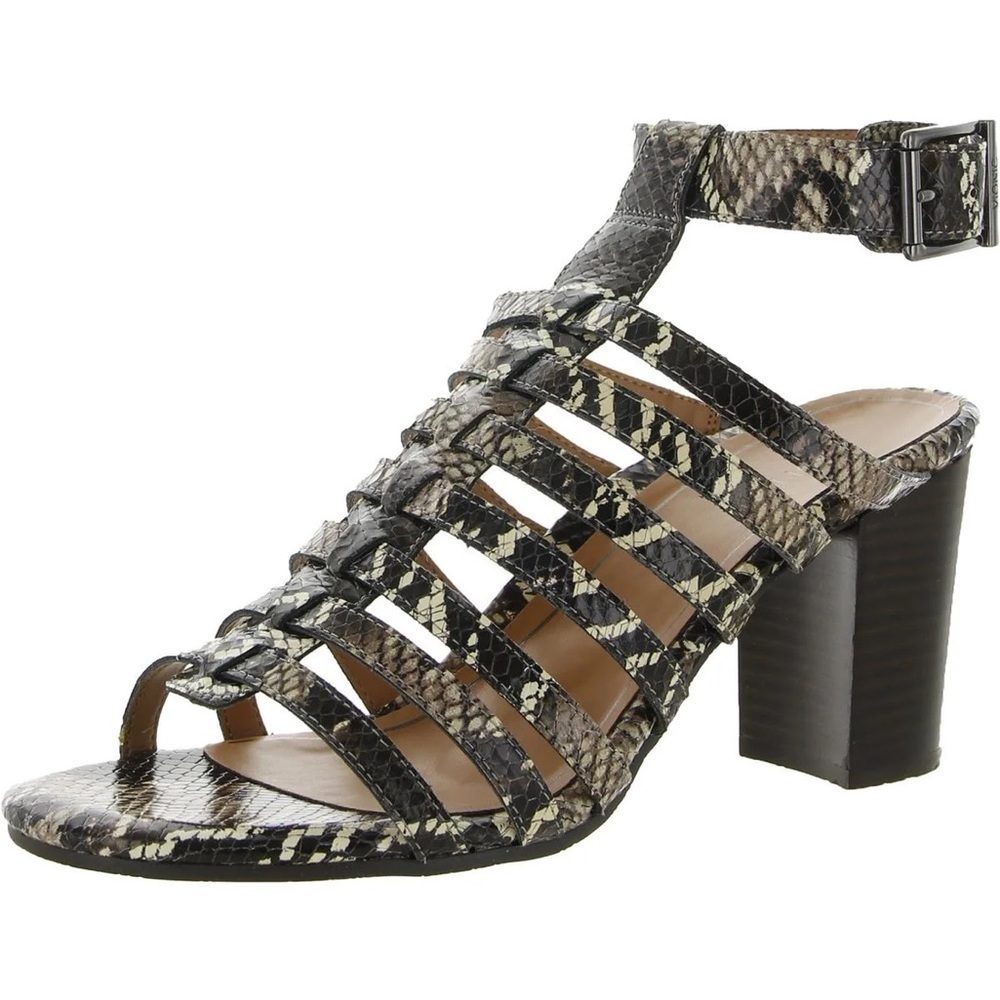 Vionic NWOB 9.5 Sami Sandal Snakeskin Animal Print Leather Comfort Shoe Strappy